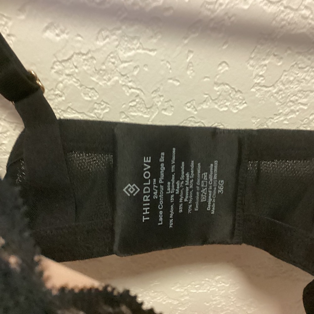 ThirdLove 24/7 Lace Contour Plunge‎ Bra Womens 36G Black Taupe Underwire NWT - Picture 4 of 11